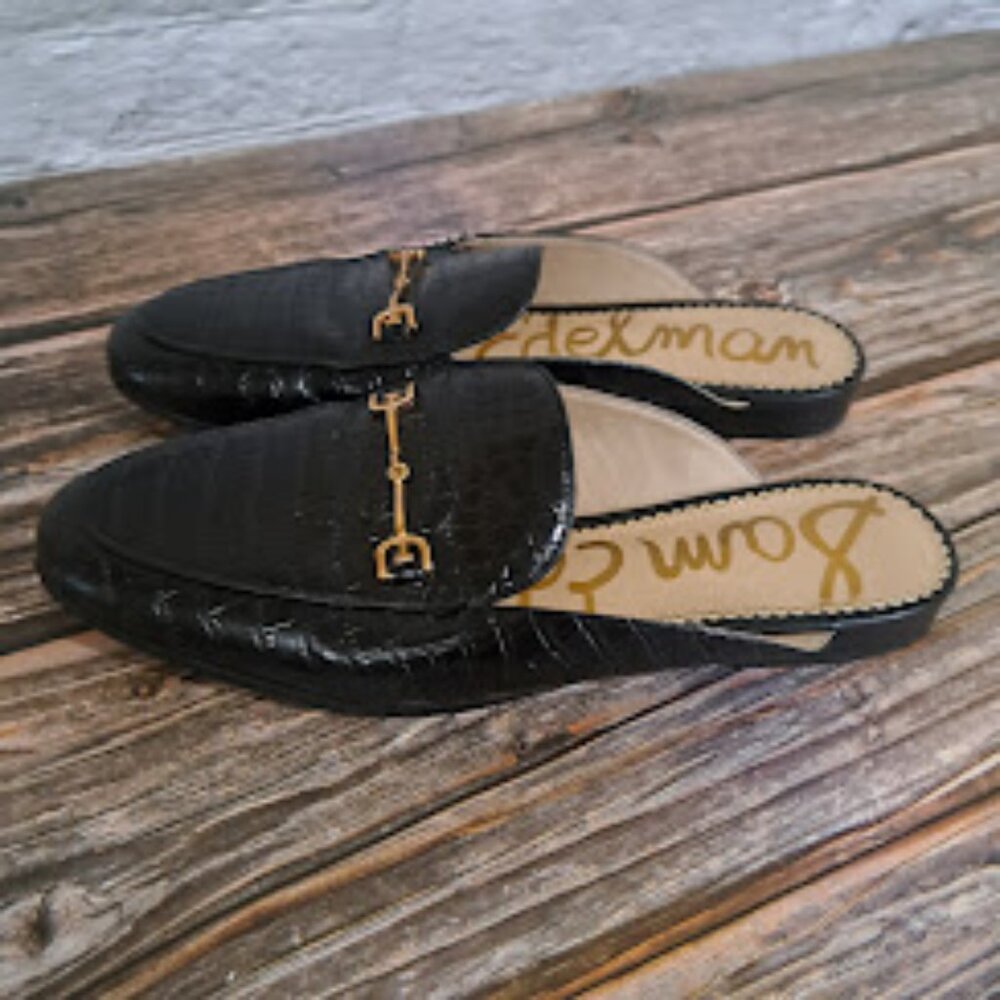 Sam Edelman Linnie Bit mules backless loafers with gold hardwear leather sz 9